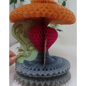 *Antique Vtg 1910's Valentine's Day Card Stand Up Honeycomb Tissue Large 8" 3-D